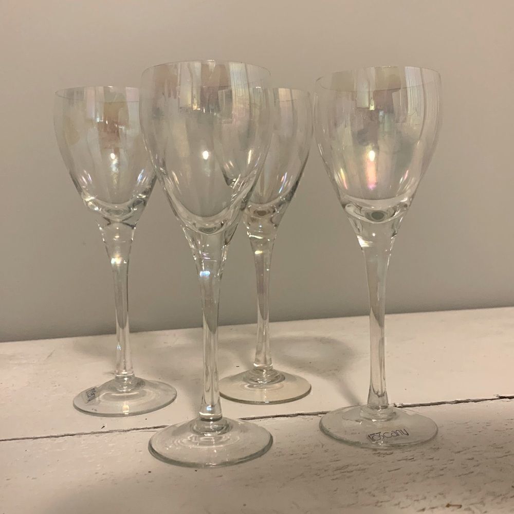 Vintage Toscany Iridescent Wine Flutes (4)
